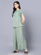 Myshka Women Green Top with Palazzos - Distacart