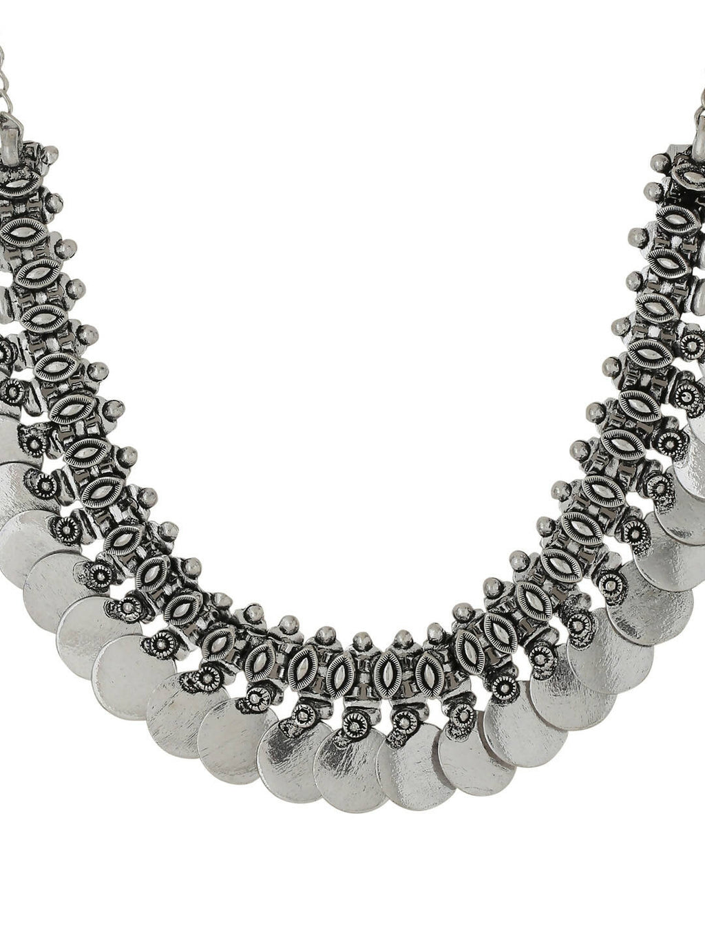 NVR Women Silver-Plated Oxidised Necklace