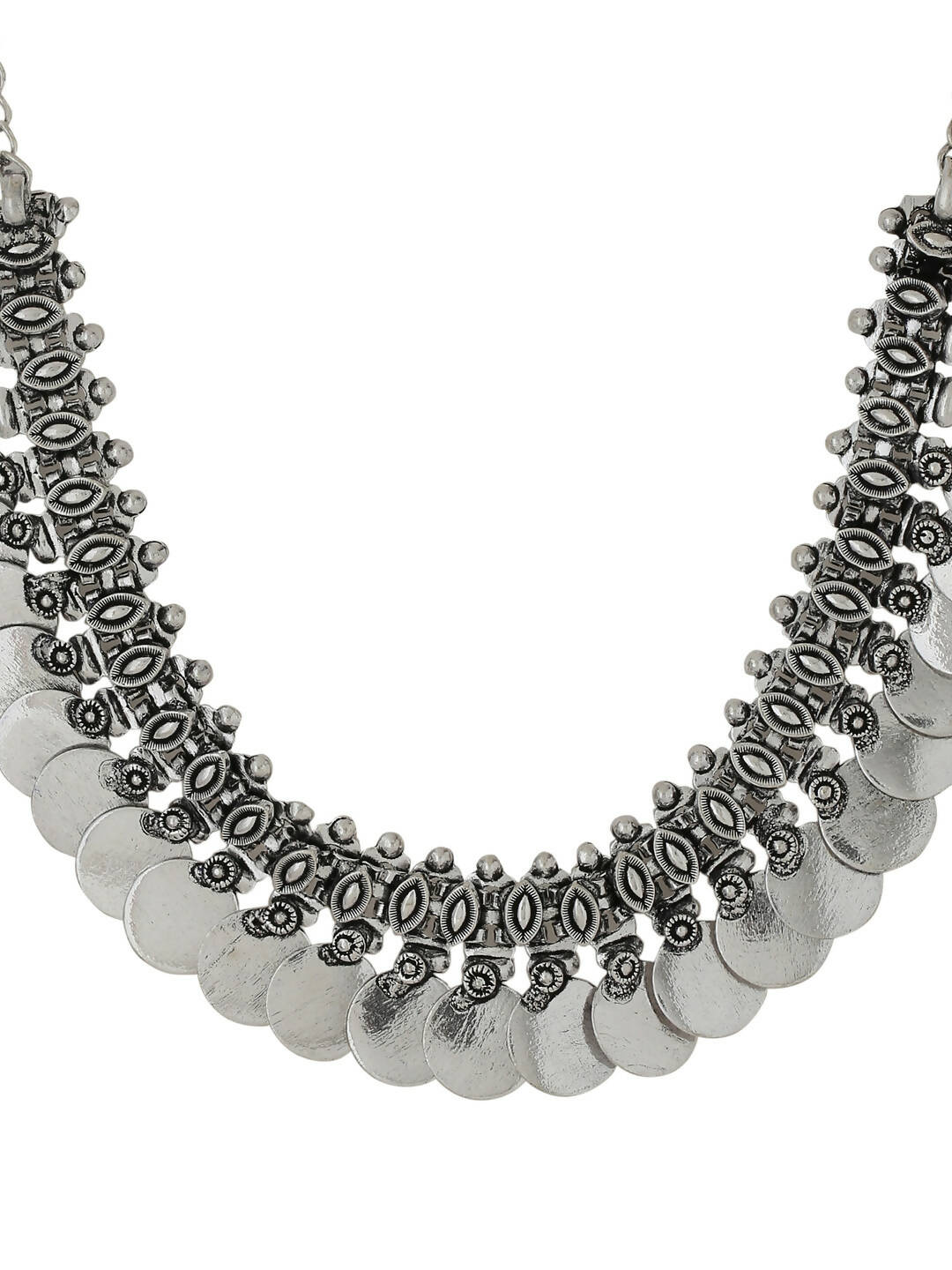 NVR Women Silver-Plated Oxidised Necklace