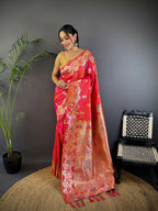 Joban Fashion Meenakari Hot Pink Woven Soft Silk Saree - Distacart