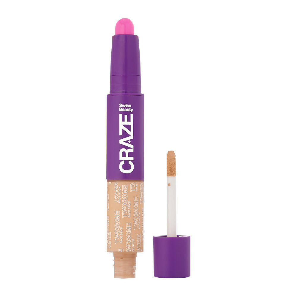 Swiss Beauty Craze Twosome Face Stick 2-In-1 Beauty Wand Concealer and Blush - 1 Fair - Rose