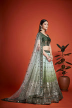 Jyoti Fashion Women's Mehendi Heavy Chinon Sequins Embroidered Designer Lehenga Choli Set