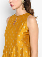 Janasya Mustard Yellow Printed Kurta with Palazzos & Dupatta - Distacart