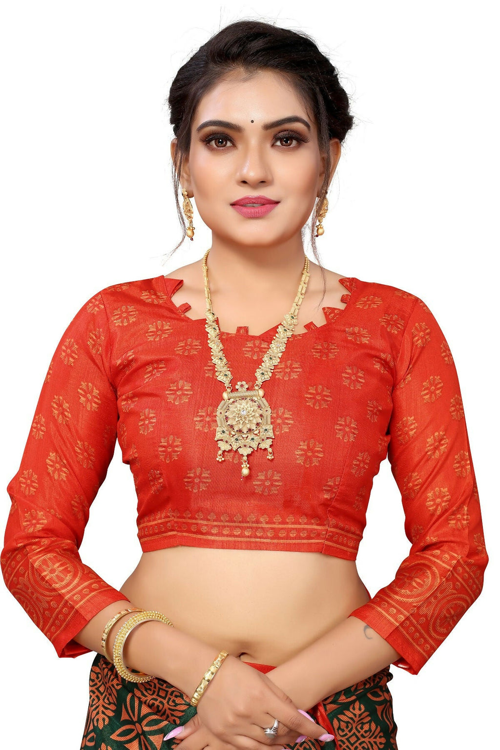 Vamika Red Printed Art Silk Saree
