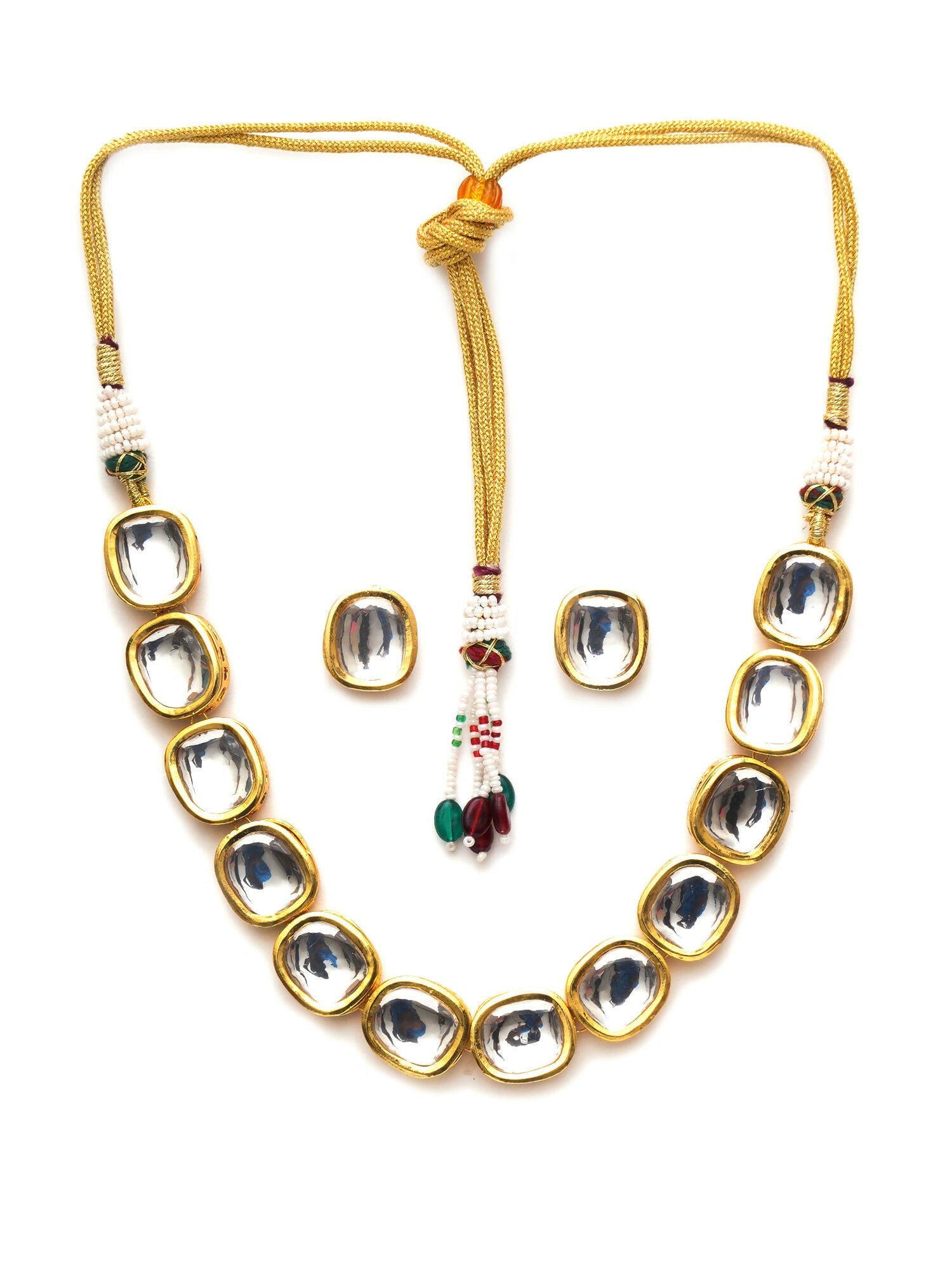 Kundan Choker with Studs Jewellery Set (Gold) - Ruby Raang