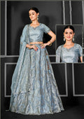 Grey Net Semi-Stitched Bridal Lehenga - Nimayaa Bonanza