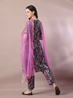 Myshka Women's Multi Printed Cotton Straight Party Kurta Set With Dupatta