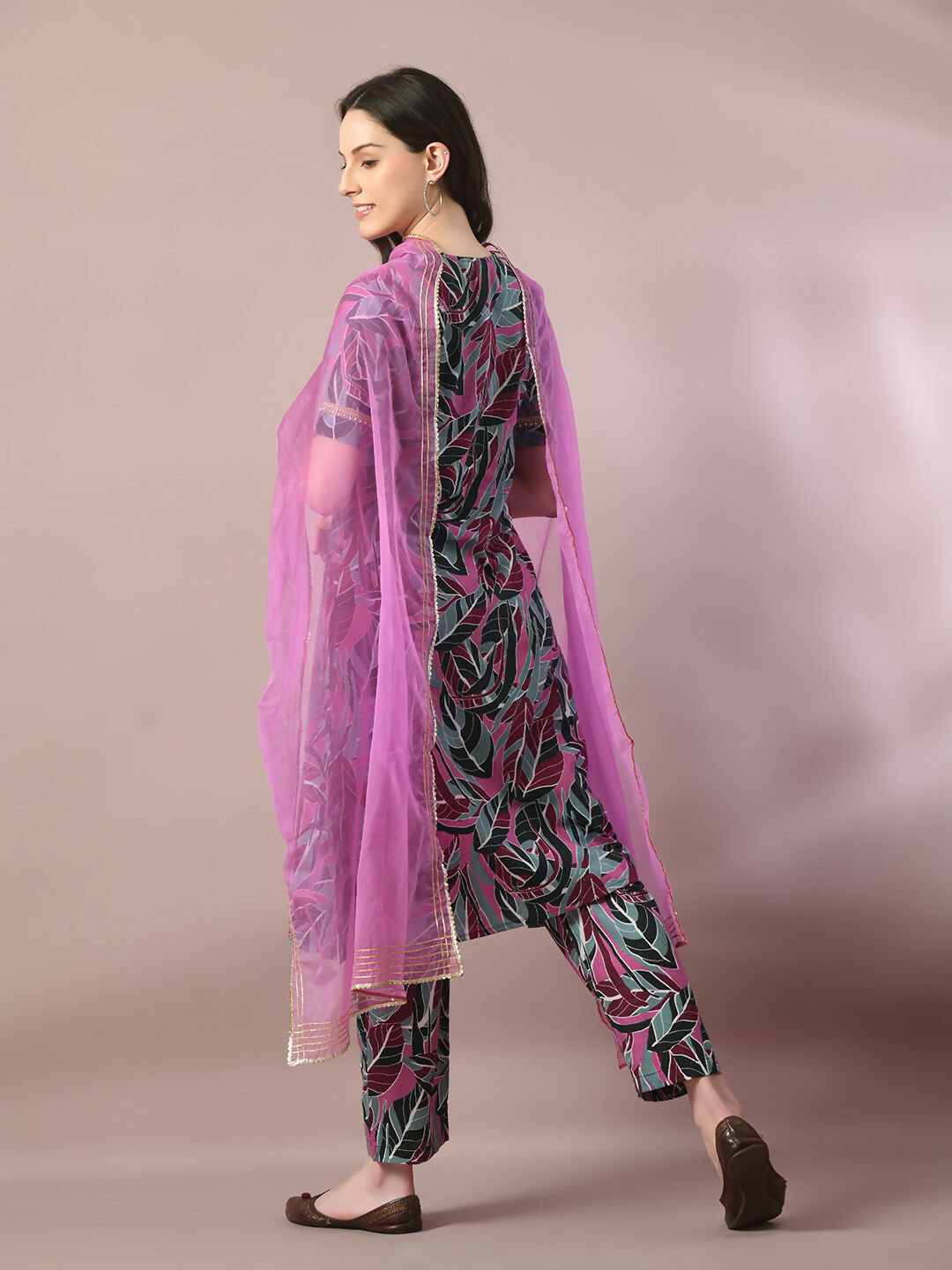 Myshka Women's Multi Printed Cotton Straight Party Kurta Set With Dupatta