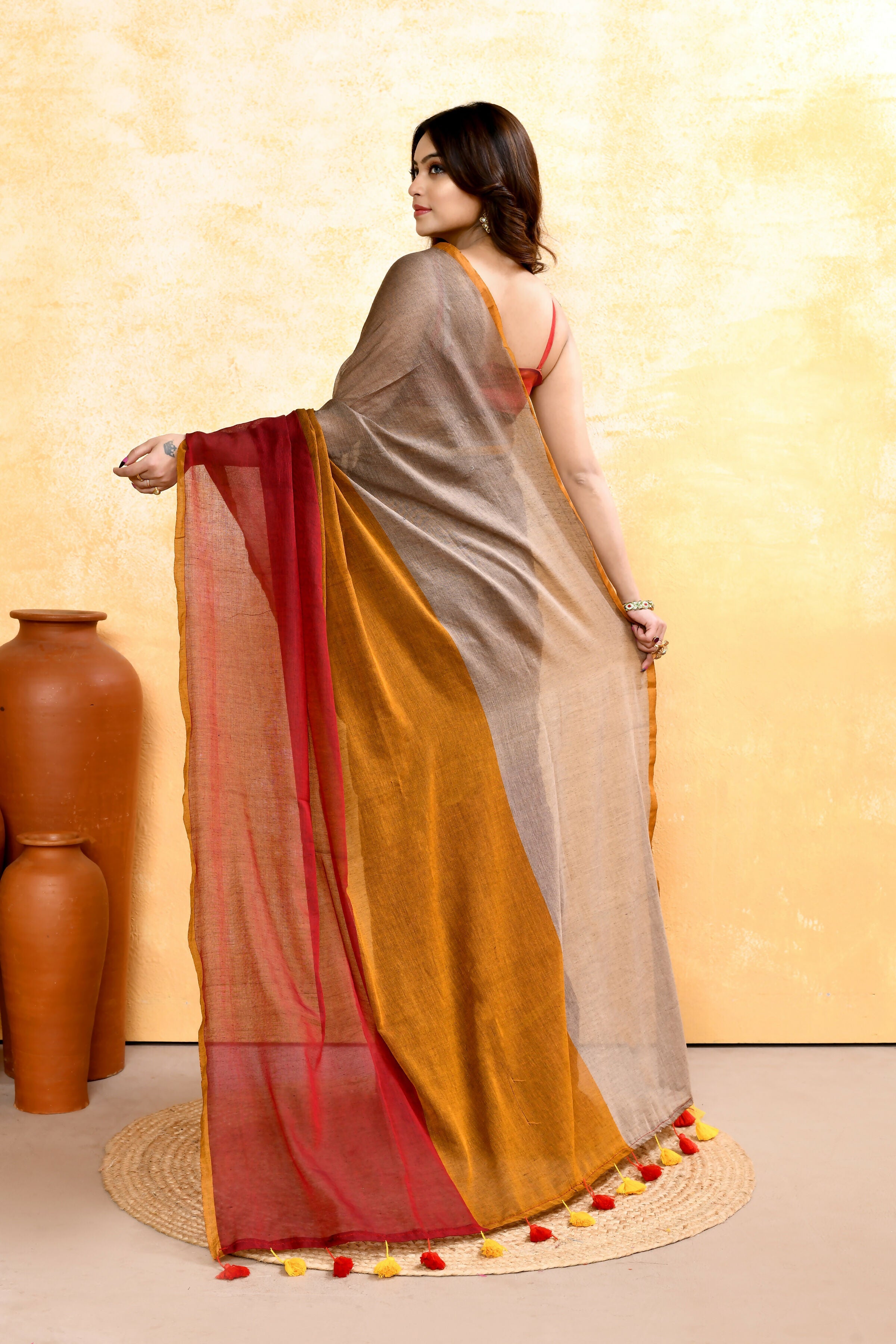 Piyari Fashion Women's Multi Embellished Handloom Cotton Saree - Distacart