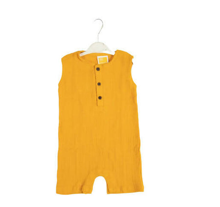 Sunshine Baby Cute Organic Muslin Cotton Sleeveless Knee Length Rompers - Yellow
