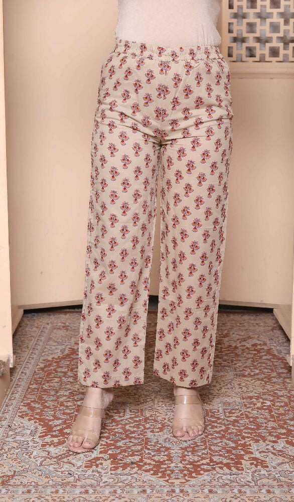 Miravan Womens Pure Cotton Straight Floral Printed Kurta With Palazzo-Multicolor - Distacart