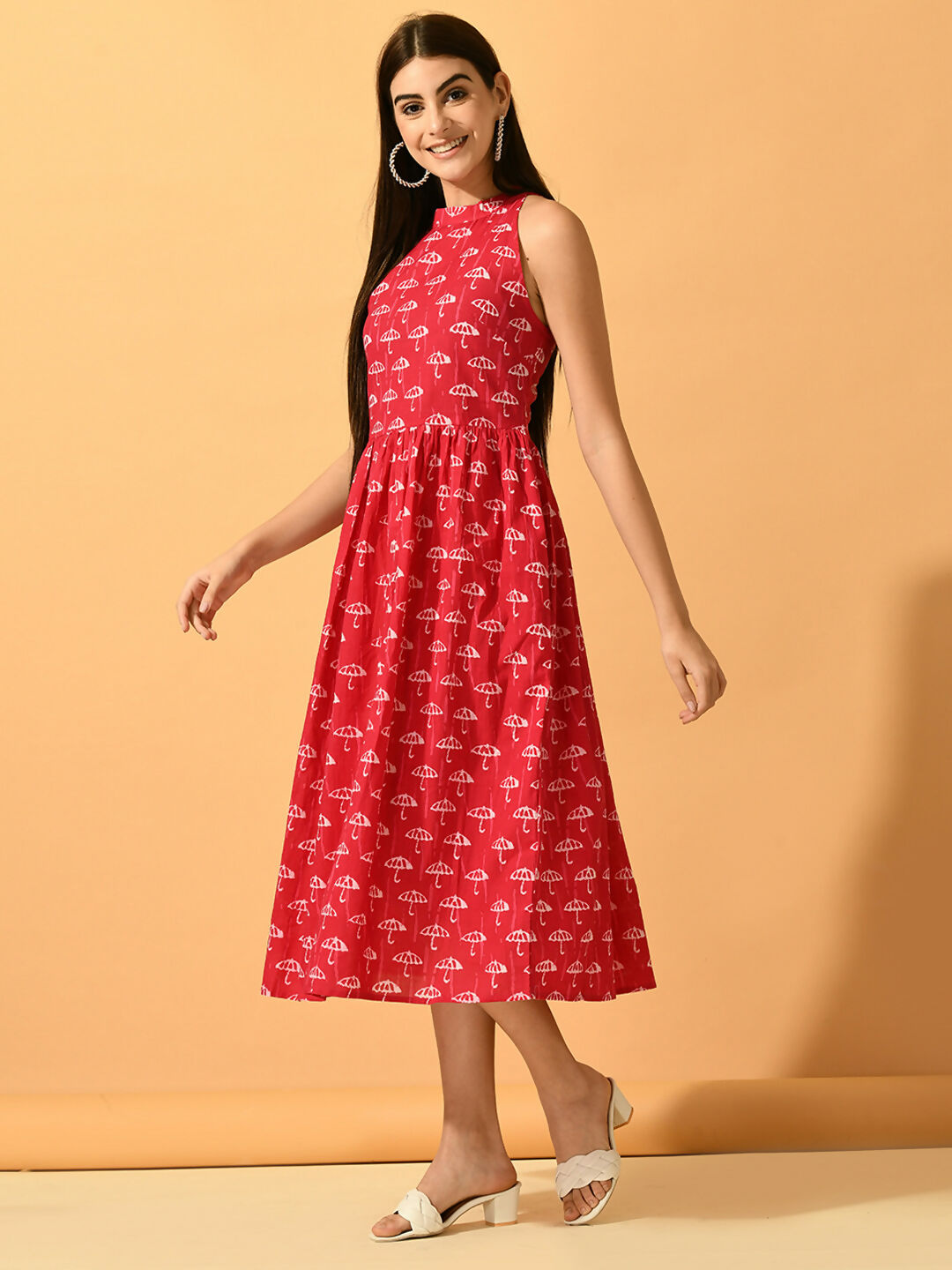 Myshka Women's Pink Fit and Flare Party Dress - Distacart