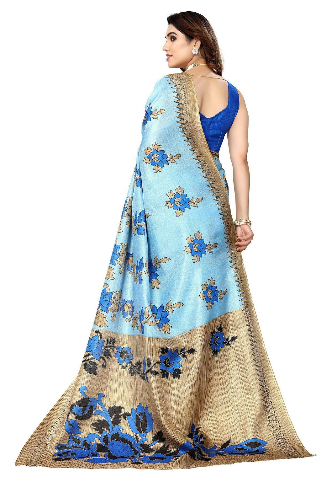 Vamika blue Printed Art Silk Saree