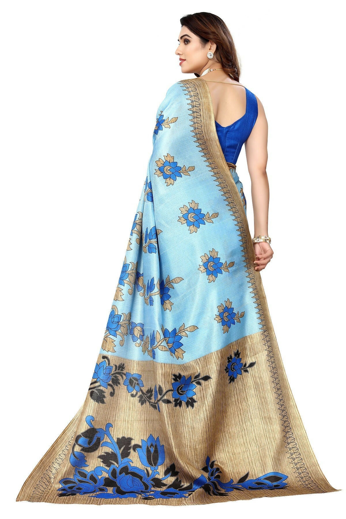 Vamika blue Printed Art Silk Saree