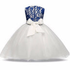 Asmaani Baby Girl White and Blue Full Length Dress (AS-DRESS-22050)