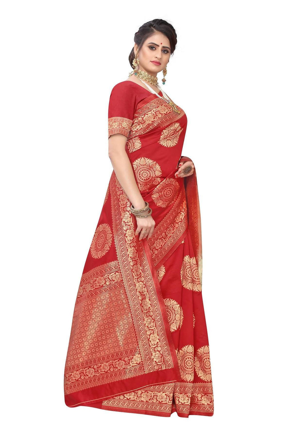 Vamika Latest Banarasi Jacquard Weaving Red Saree