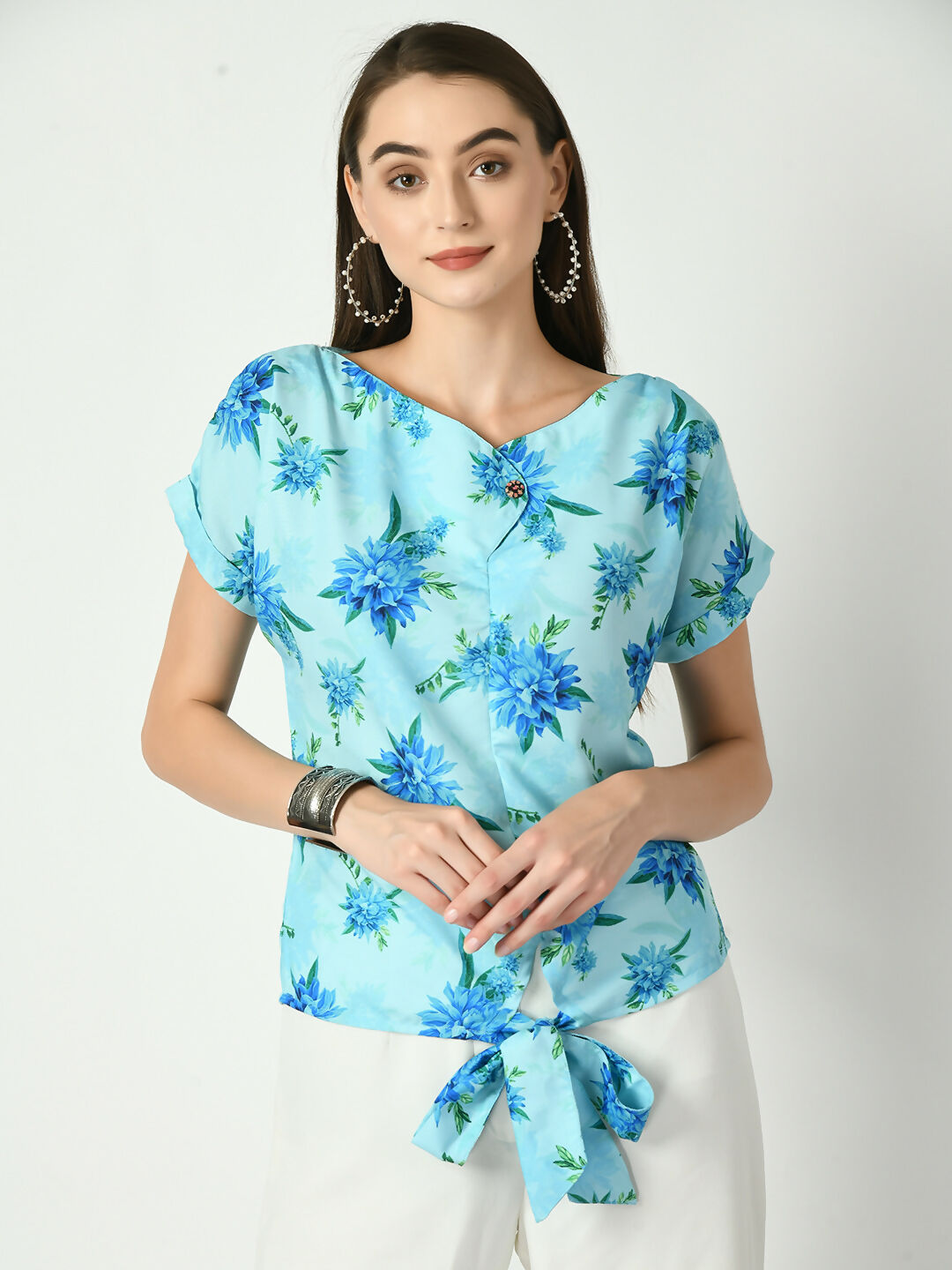 Myshka Women's Blue Printed Top