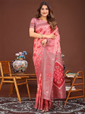 Shree Shyam Fashion Sajni Peach Linen Cotton Saree