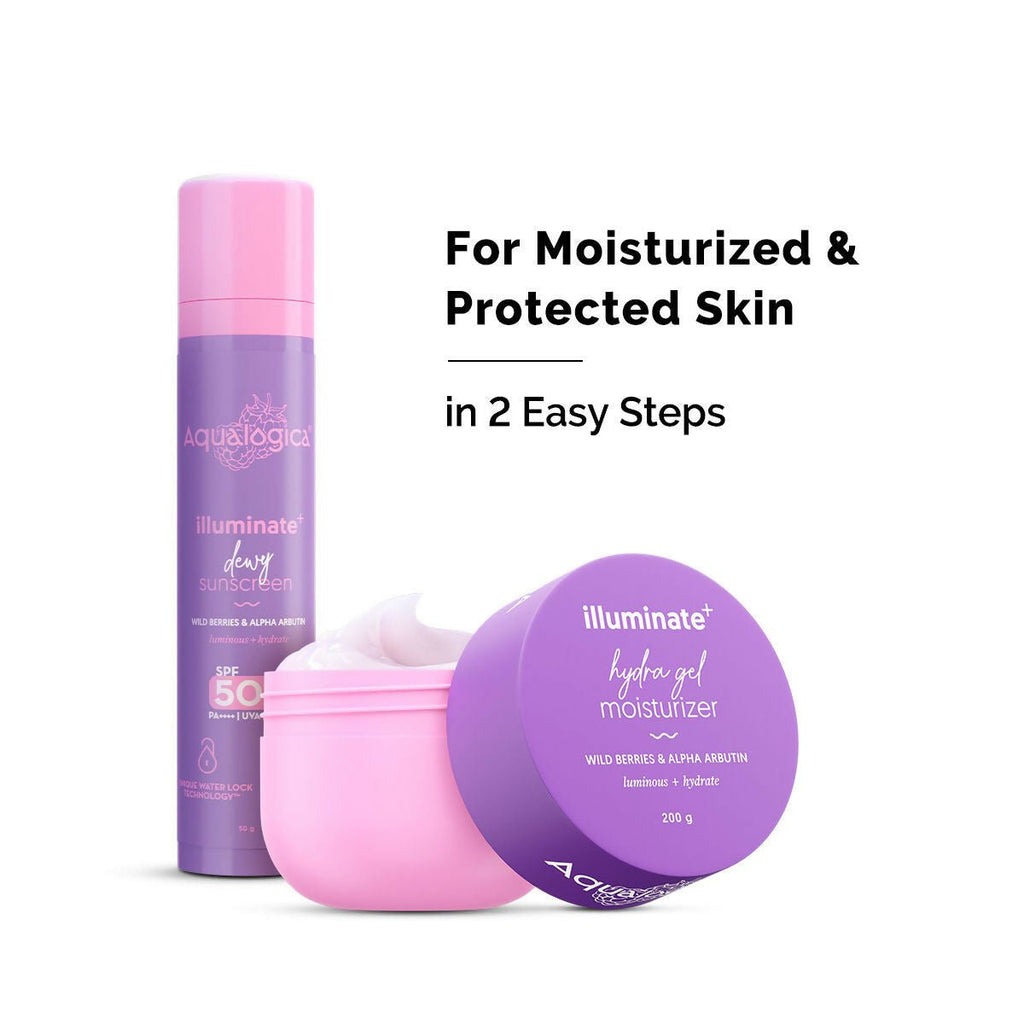 Aqualogica Skin Illuminate Duo With Illuminate Sunscreen And Hydra Gel Moisturizer