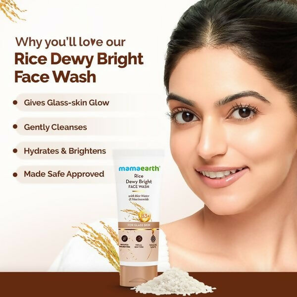 Mamaearth Rice Dewy Bright Face Wash With Rice Water & Niacinamide for Glass Skin - Distacart