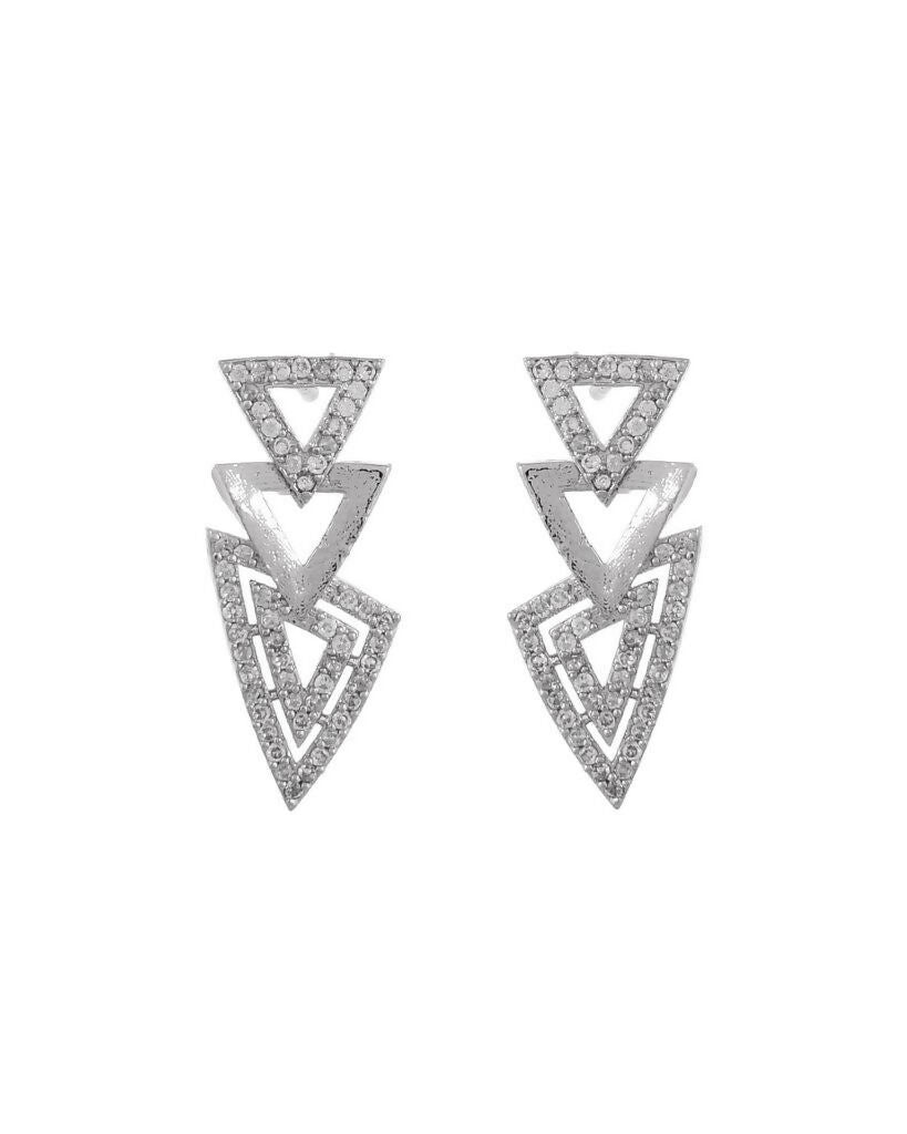 VOJ Silver Plated AD Studded Designer Handcrafted Jewellery Set