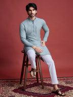 Vastranavya Exclusive Festival Wear Viscose Mirror Work on Self Weaving Kurta Only