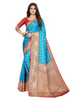 Vamika Blue Printed Art Silk Saree