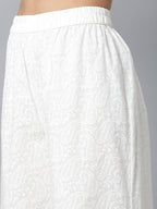 Yufta Women Blue & White Yoke Design Kurta with Palazzo & Dupatta