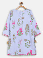 Ahalyaa Blue Crepe Printed Kids Kurta Palazzo Set For Girls