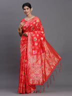 Shree Shyam Fashion Banarasi Silk Red Saree - Distacart