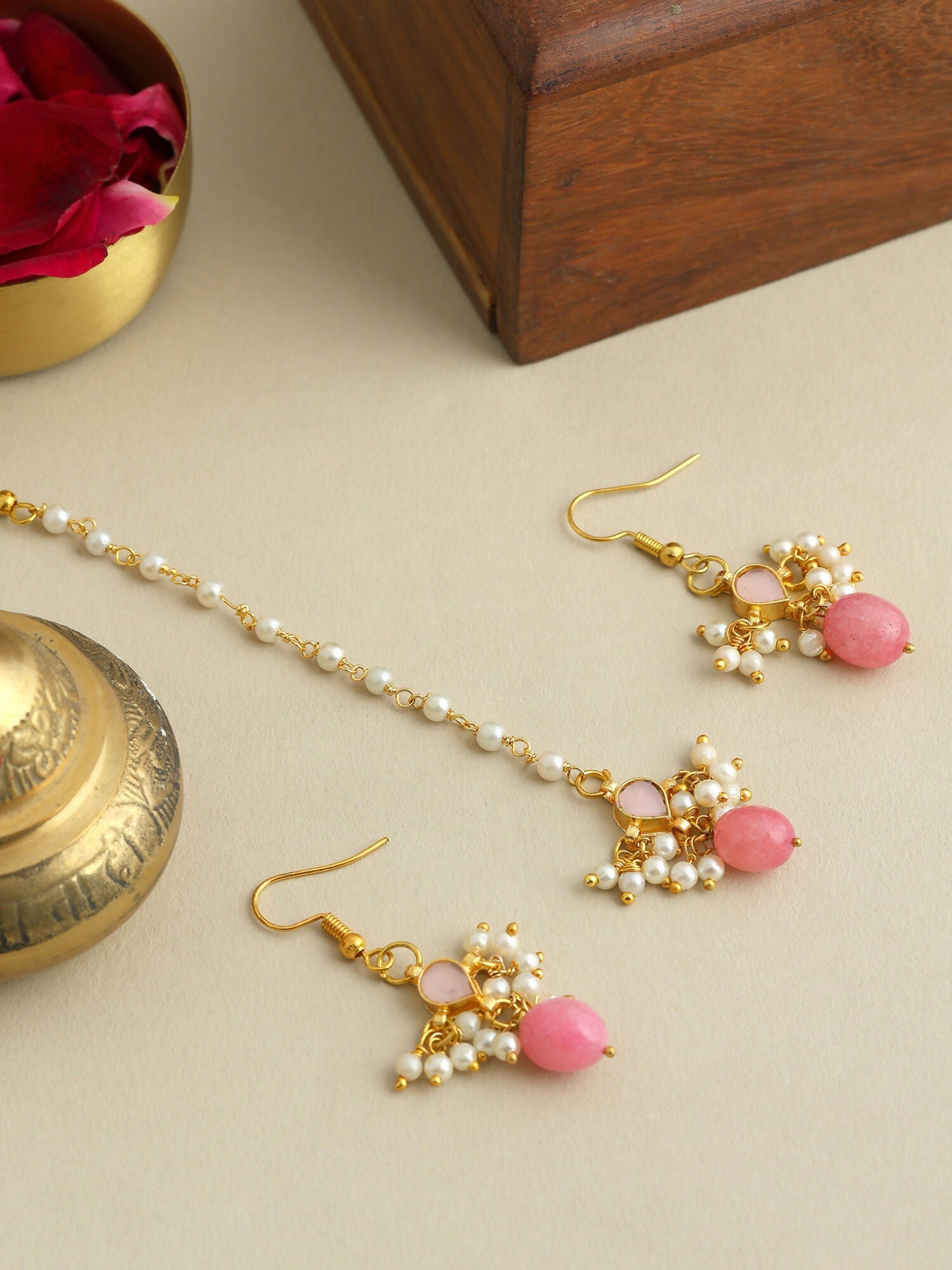 Ruby Raang Mannat Maang Tikka With Pair Of Earrings - Distacart