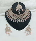 Joban Fashion Women Pink Stone Work Necklace Set - Distacart