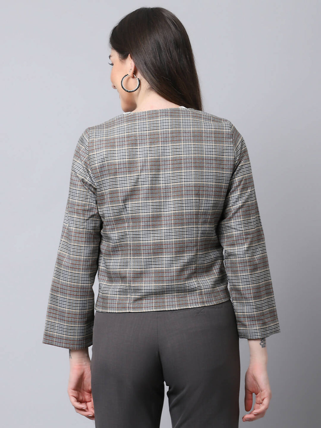Even Apparels Brown Polywool Open Front Statement Women's Jacket - Distacart