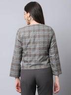 Even Apparels Brown Polywool Open Front Statement Women's Jacket - Distacart