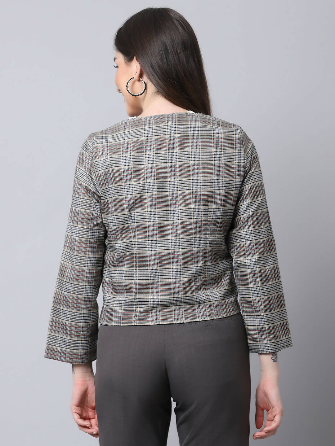 Even Apparels Brown Polywool Open Front Statement Women's Jacket - Distacart