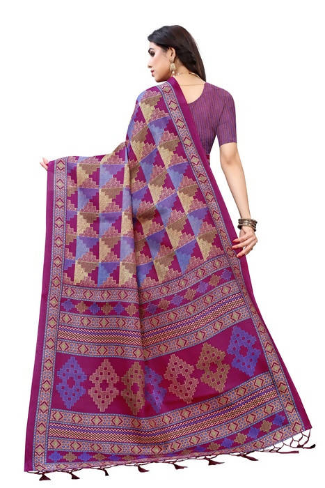 Vamika Multicolor Kalamkari Print With Jhalar Khadi Silk Saree (TANISHA WINE) - Distacart