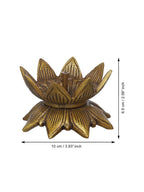 eCraftIndia Gold Toned Lotus Flower Designer Brass Diya
