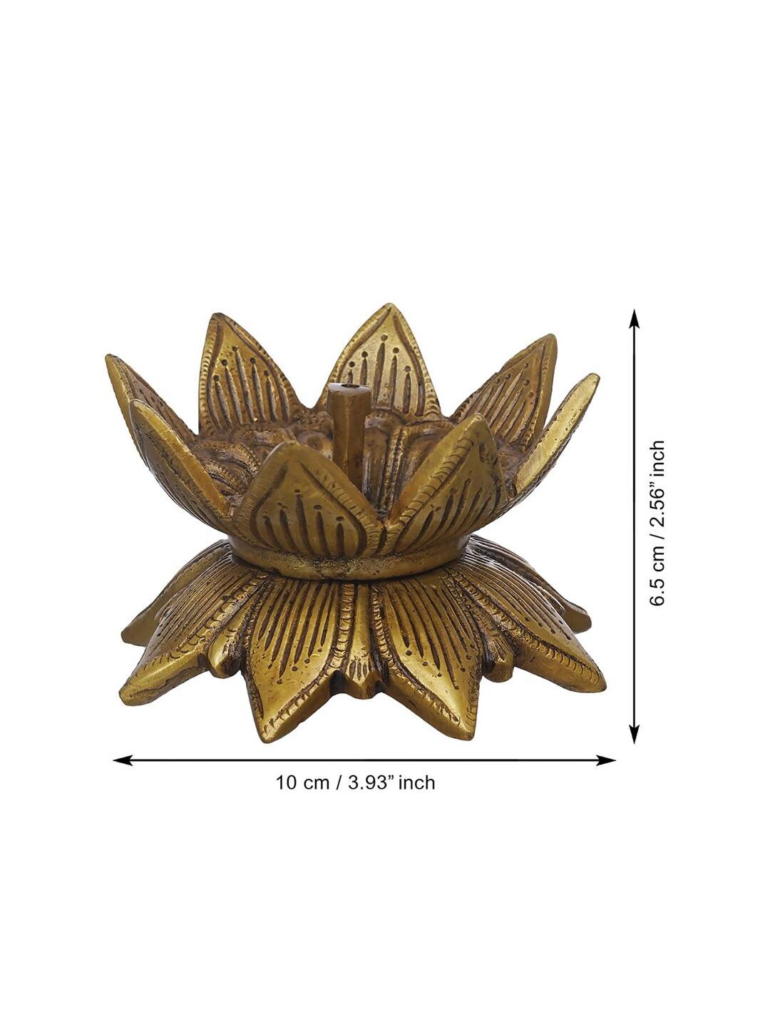 eCraftIndia Gold Toned Lotus Flower Designer Brass Diya