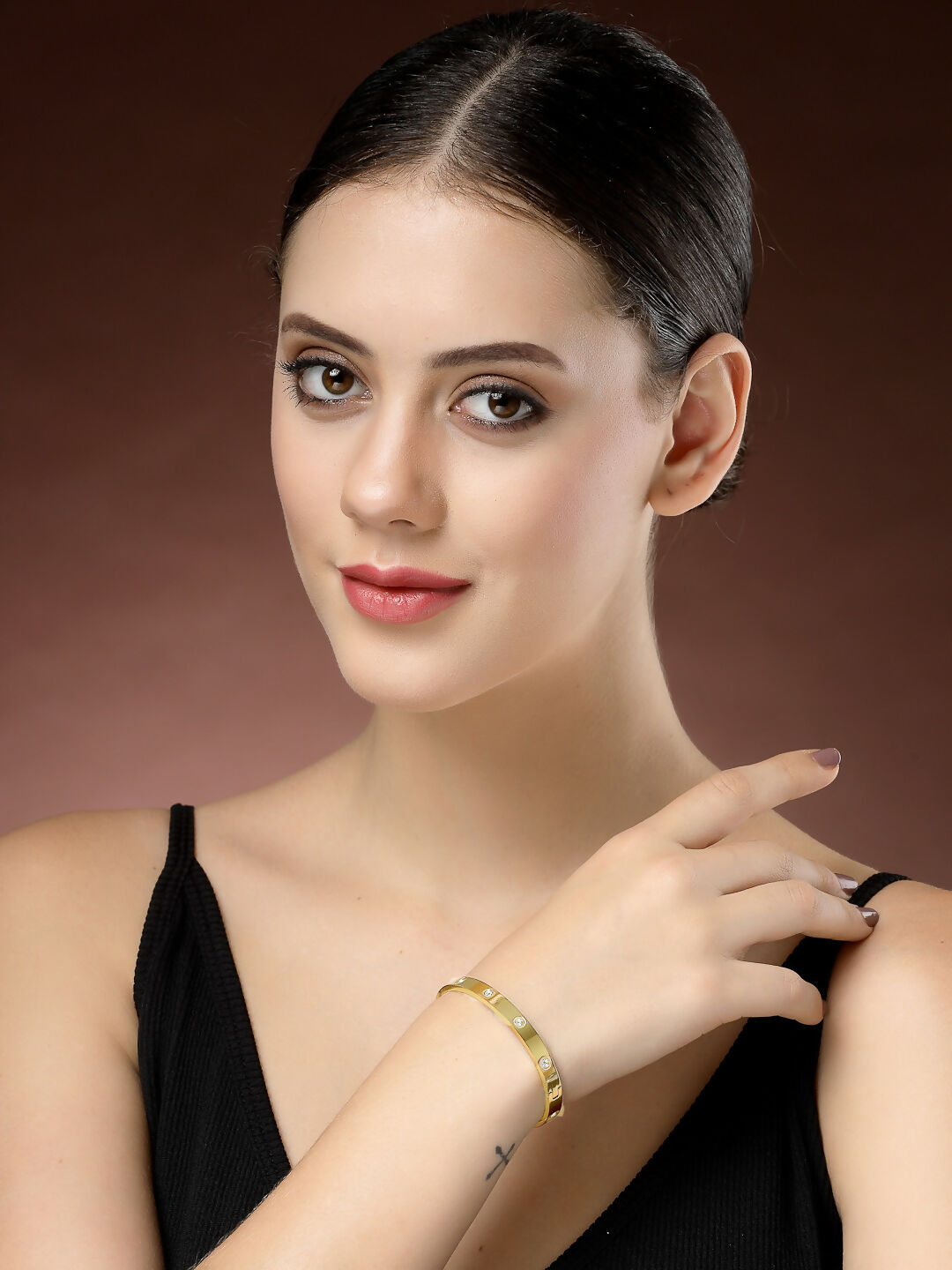NVR Women's Gold-Polished CZ Stone-Studded Kada Bracelet - Distacart