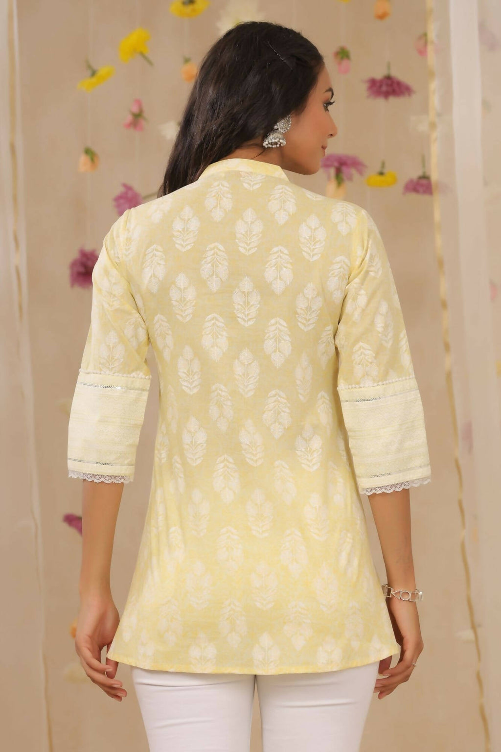Juniper Women Limeyellow Cambric Printed A-Line Tunic - Distacart