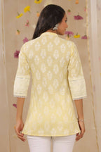 Juniper Women Limeyellow Cambric Printed A-Line Tunic - Distacart