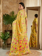 Shree Shyam Fashion Yellow Linen Cotton Saree - Distacart