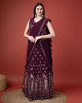 Purple Georgette Sequence Embroidered Lehenga Choli with Dupatta - Tanya