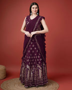 Purple Georgette Sequence Embroidered Lehenga Choli with Dupatta - Tanya