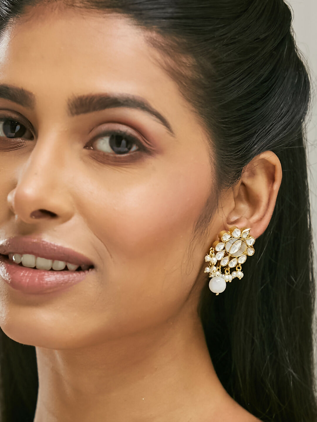 Nuyug 22K Gold-Plated Elegant MOP Studded Ethnic Pearl Drop Stud Earrings - Distacart
