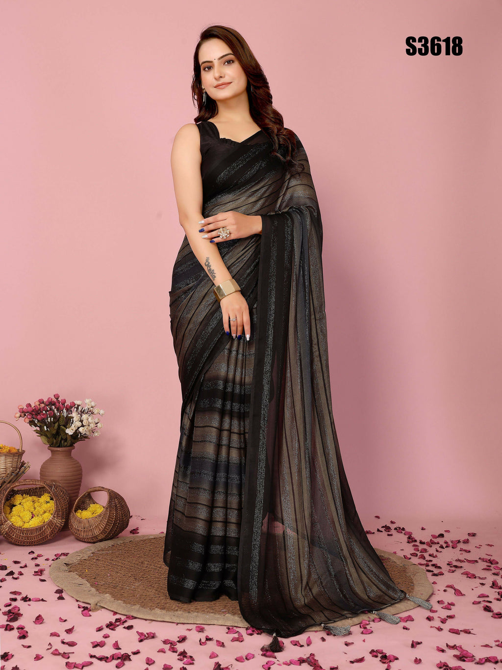 Attractive These Party Wear Ready To Wear Saree - Grey