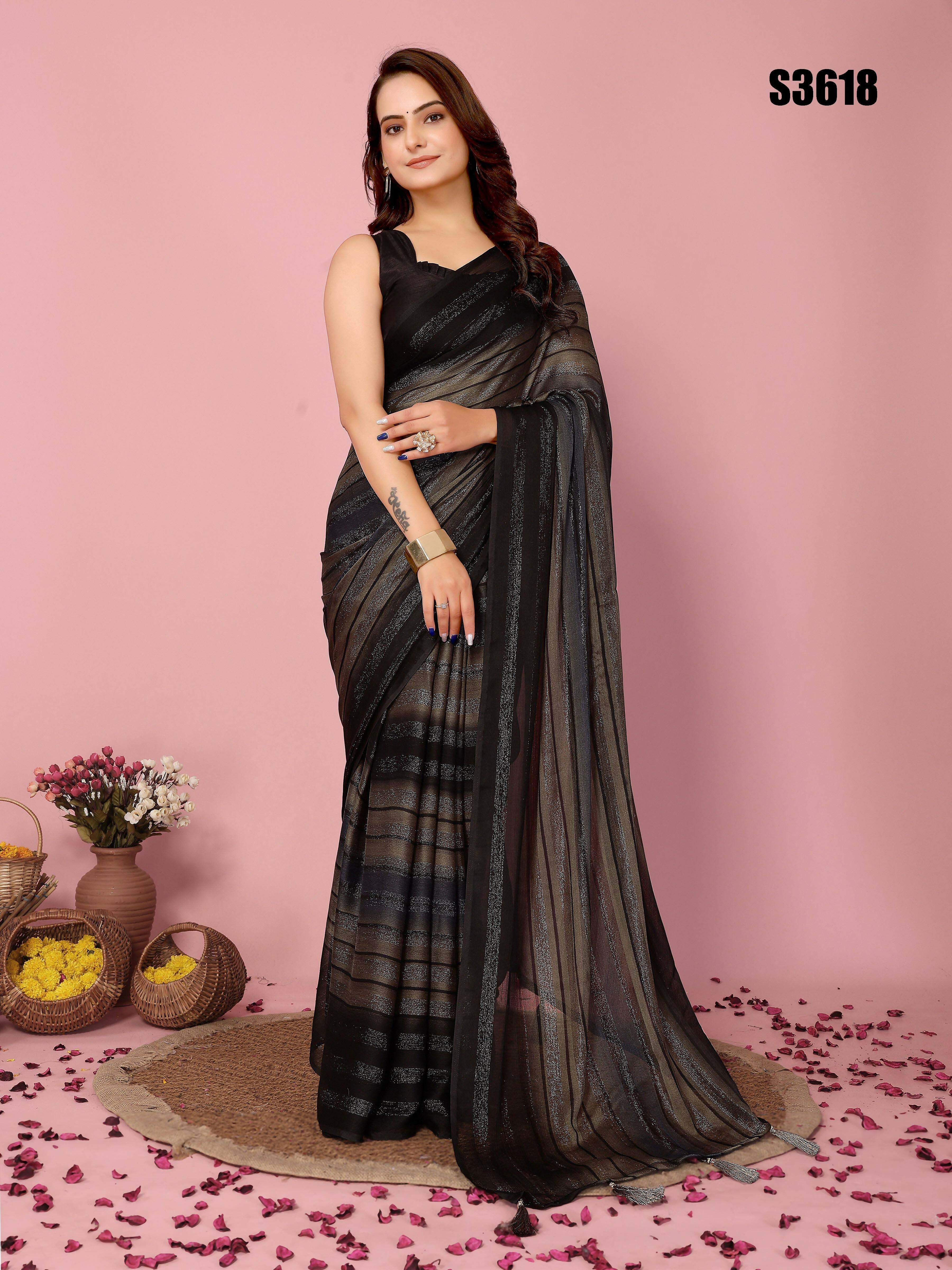 Attractive These Party Wear Ready To Wear Saree - Grey