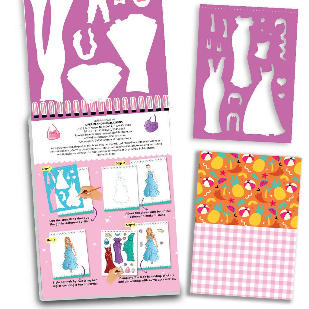 Dreamland Publications Style Studio Fashion Sketch Activity Book 2 for Girls Age 4-8 years - Distacart