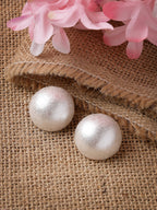 NVR Women's White Color Circular Moon Stud Earrings - Distacart