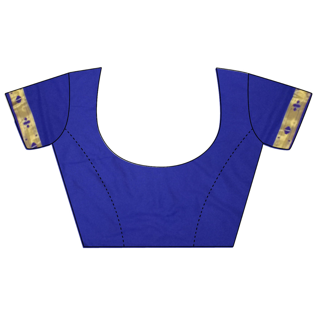 Joban Fashion Royal Blue Polka Dot Lichi Silk Paithani Silk Saree - Distacart